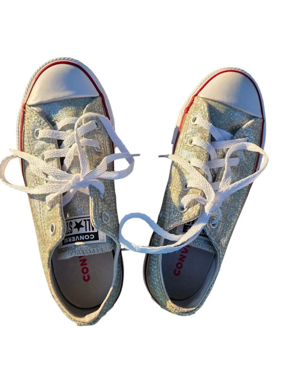 Converse - Girls Low Top Glittery Sparkily Chuck Taylor Sneakers Shoed
